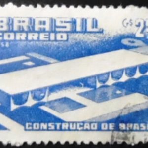Selo postal do Brasil de 1958 Construção de Brasília