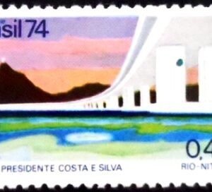 Selo postal do Brasil de 1974 Ponte Rio-Niterói M