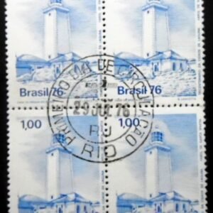 Quadra de selos postais do Brasil de 1976 Farol de Santa Marta MCC RJ