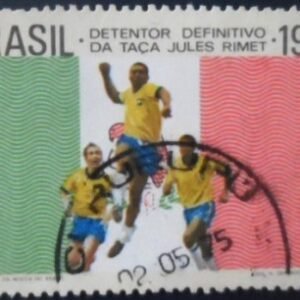 Selo postal do Brasil de 1970 Pelé Tostão e Jairzinho U