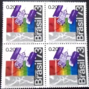 Quadra de selos postais do Brasil de 1973 INPE M QD