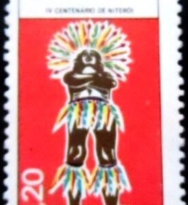 Selo postal do Brasil de 1973 Cacique M