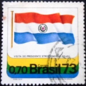 Imagem similar à do selo postal do Brasil de 1973 Alfredo Stroessner U