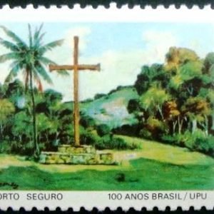 Selo postal do Brasil de 1977 Porto Seguro