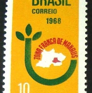 Selo postal do Brasil de 1968 Criação da Zona Franca