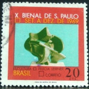 Selo postal do Brasil de 1969 Escultura de Felícia Leirner