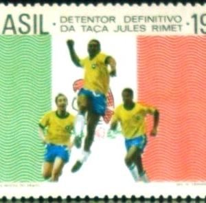Selo postal do Brasil de 1970 Brasil Pelé, Tostão e Jairzinho