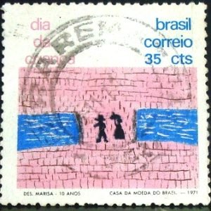 Selo postal do Brasil de 1971 Desenho Marisa da Silva Chaves