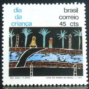 Selo postal do Brasil de 1971 Desenho Mary Rosa e Silva