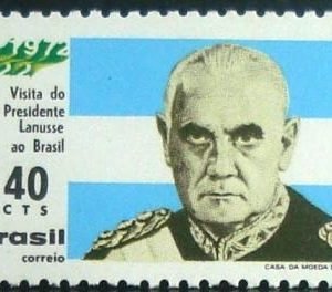 Selo postal do Brasil de 1972 Presidente Lanusse0 Catleya