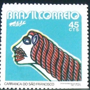 Selo postal do Brasil de 1972 Carranca São Francisco - c 744 n