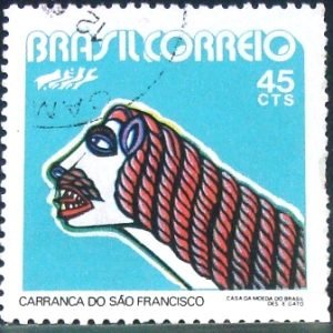 Selo postal do Brasil de 1972 Carranca São Francisco - C 744 U