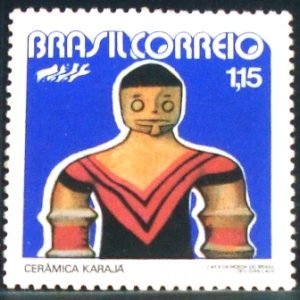 Selo postal do Brasil de 1972 Cerâmica Marajoara