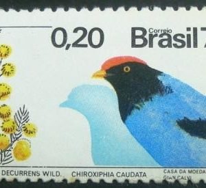 Selo postal do Brasil de 1973 Acácia e Tangará - C 781 N