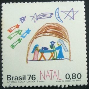 Selo Postal do Brasil de 1976 Manjedoura - C 962 N