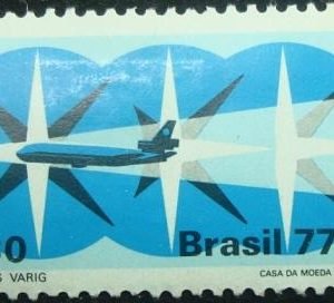 Selo postal do Brasil de 1977 Varig - C 1023 N
