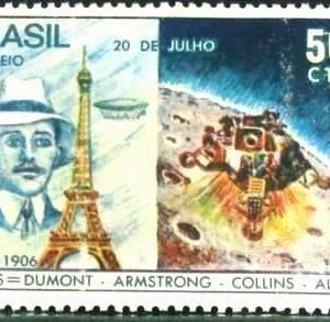 Selo postal do Brasil de 1969 Apolo XI