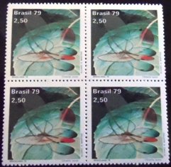 Quadra de selos postais do Brasil de 1979 Cithaerias Aurora