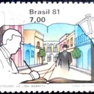 Selo postal do Brasil de 1981 Lima Barreto M