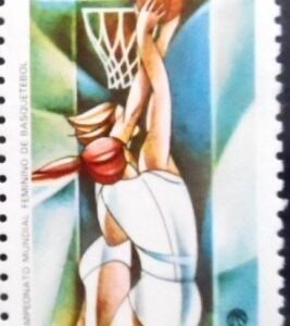 Selo postal do Brasil de 1983 Mundial Feminino Basquete - azul M