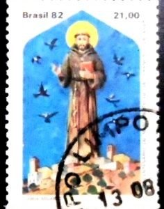 selo postal do Brasil de 1982 São Francisco de Assis U