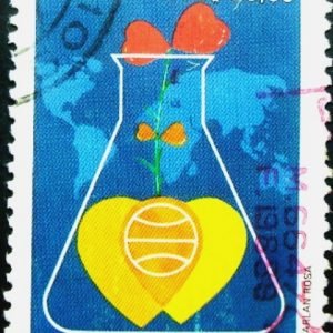 Selo postal do Brasil de 1990 Prevenção AIDS U