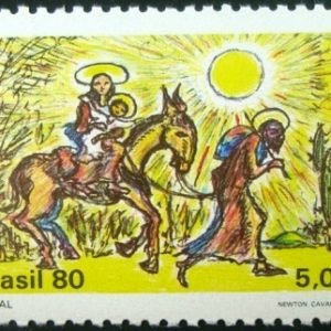 Selo postal do Brasil de 1980 Fuga para o Egito