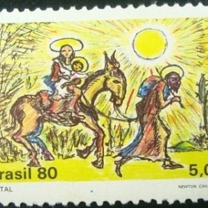 Selo postal do Brasil de 1980 Fuga para o Egito- C 1171 N