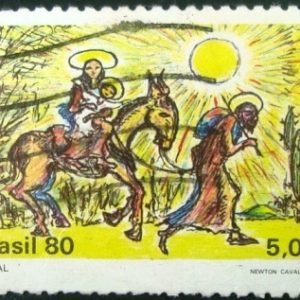 Selo postal do Brasil de 1980 Fuga para o Egito - C 1171 U