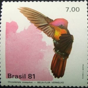 Selo postal do Brasil de 1981 Beija-flor Vermelho - C 1199