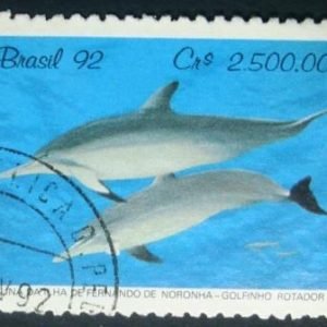 Selo postal do Brasil de 1992 Golfinho
