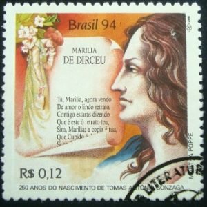Selo postal do Brasil de 1994 Tomas Antonio Gonzaga U