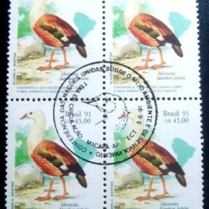 Quadra de selos postais do Brasil de 1991 Marrecão MCC QD