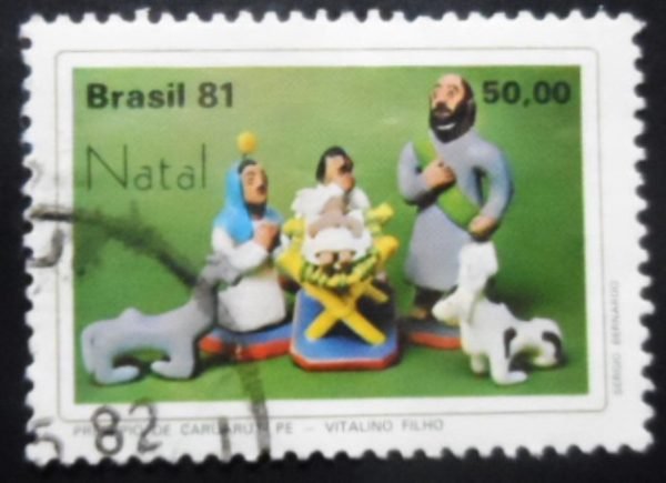 Selo postal do Brasil de 1981 Presépio Caruaru