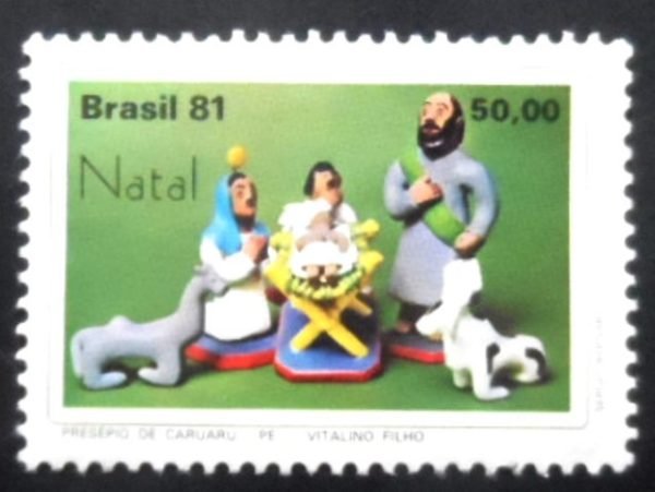 Selo postal do Brasil de 1981 Presépio Caruaru