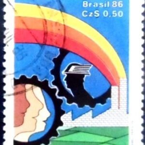 Imagem similar à do selo postal do Brasil de 1986 Dia do Trabalho U