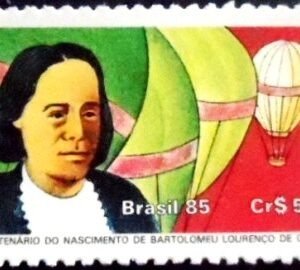 Selo postal do Brasil de 1985 Bartolomeu de Gusmão M