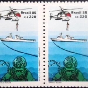 Par de selos postais do Brasil de 1985 Busca e Salvametno M PR