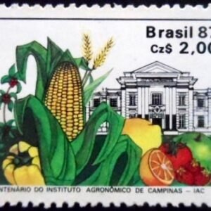 Selo postal do Brasil de 1987 Centenário do IAC N