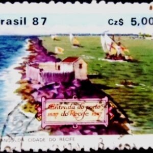 Selo postal do Brasil de 1987 Recife U
