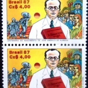 Remover termo: Par de selos postais do Brasil de 1987 José Américo de Almeida M PR Par de selos postais do Brasil de 1987 José Américo de Almeida M PR
