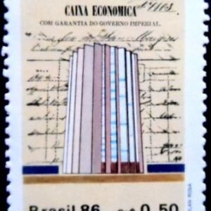 Selo postal do Brasil de 1986 Caixa Econômica N
