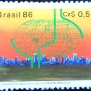 Selo postal do Brasil de 1986 Ernesto Simões Filho M