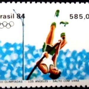 Selo postal do Brasil de 1984 Salto com Vara M