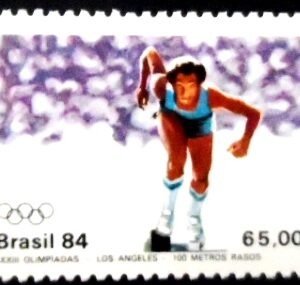 Selo postal do Brasil de 1984 100m Rasos N