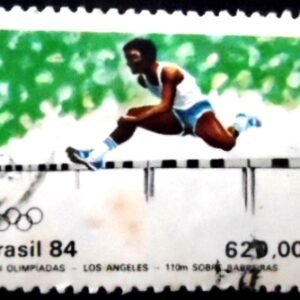 Imagem similar à do selo postal do Brasil de 1984 110m com Barreiras U
