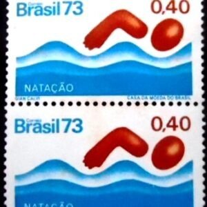 Par de selos postais do Brasil de 1973 Natação M PR