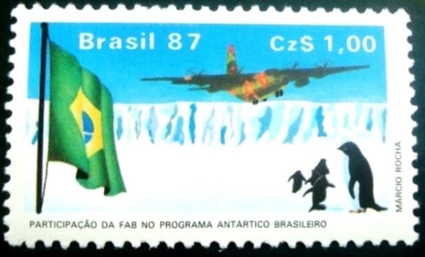 Selo postal do Brasil de 1987 FAB na Antártica M