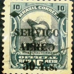 Selo postal do Brasil de 1927 Marechal Hermes da Fonseca 50/10 U