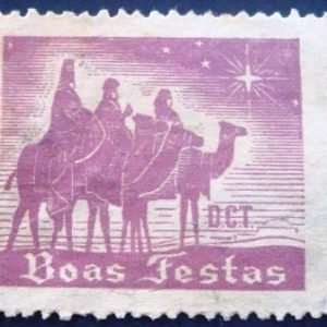 Selo fecho DCT de 1946 Boas Festas Violeta